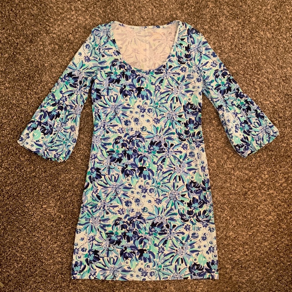 Lilly Pulitzer Carlile Dress in Iris Blue High Manetenance